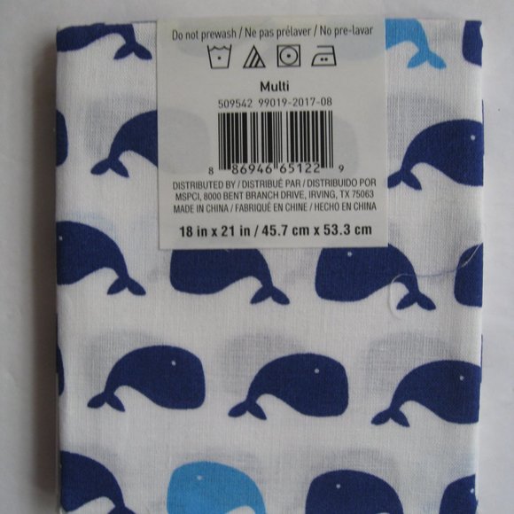 6 Loops and Threads Fabric Sheets 21" x 18" Blue Zig Zag, Whales, Polka Dots - Picture 4 of 10